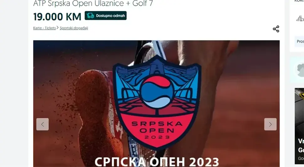 Uklonjen oglas u kojem se uz karte za Srpska open gratis nudi 