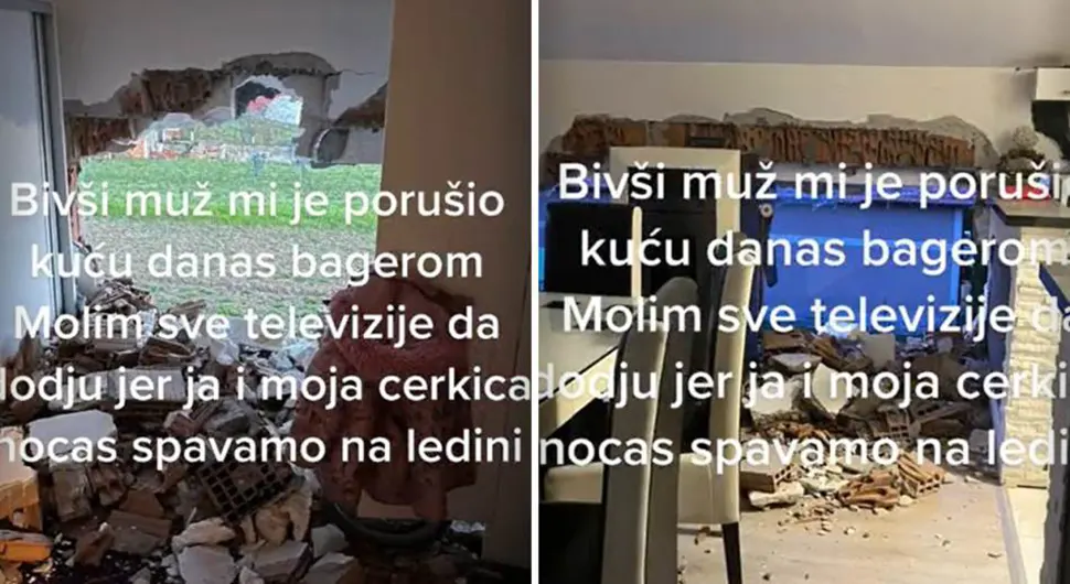 Tvrdi da joj je muž bagerom srušio kuću, objavila i video