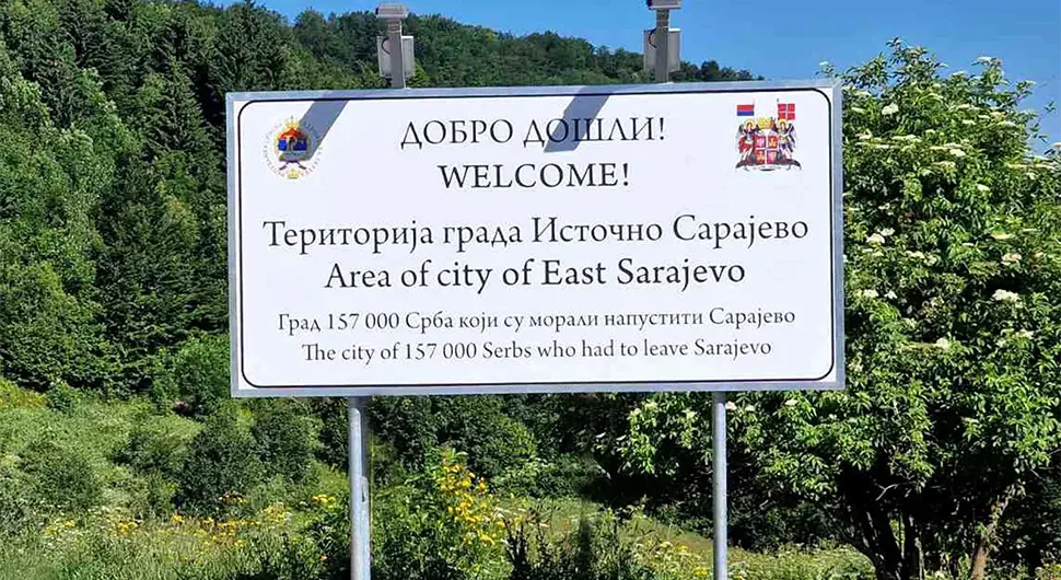 Na ulazu u Istočno Sarajevo postavljene table “grad 157.000 Srba koji su morali napustiti Sarajevo”