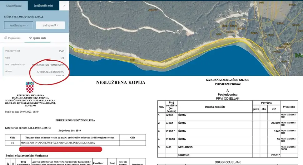 Na posjedovnom listu pisalo Srbija: Hrvata šokirao podatak iz katastra u Istri