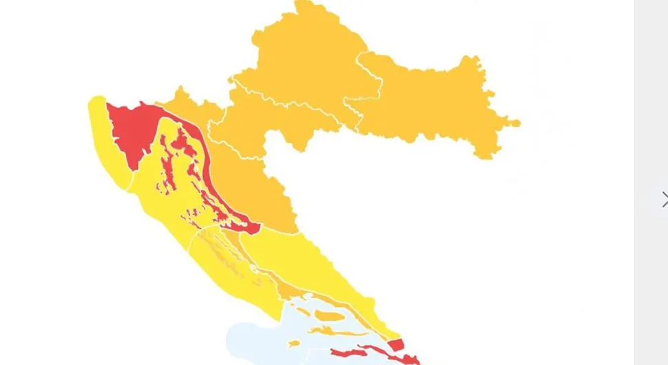 Upaljen crveni meteoalarm: Očekuje se nevrijeme u Hrvatskoj