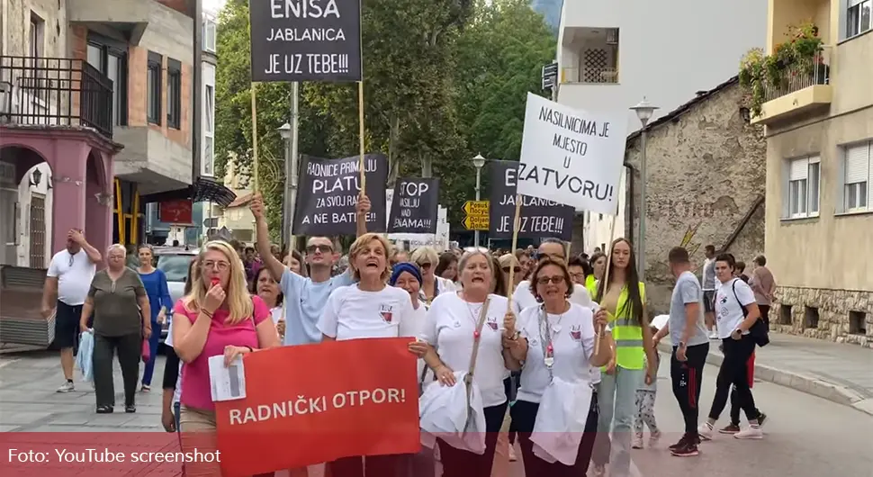 Održan protest u Jablanici u znak podrške pretučenoj radnici