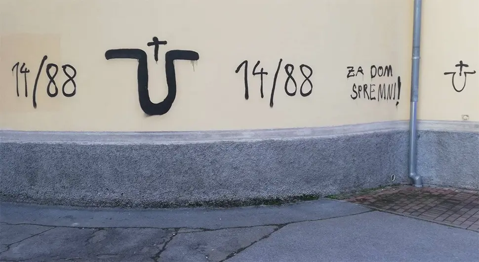 Ustaški natpisi na pravoslavnoj crkvi u Hrvatskoj