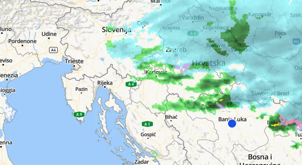 Nevrijeme stiže u BiH preko Hrvatske: Pratite kretanje uživo