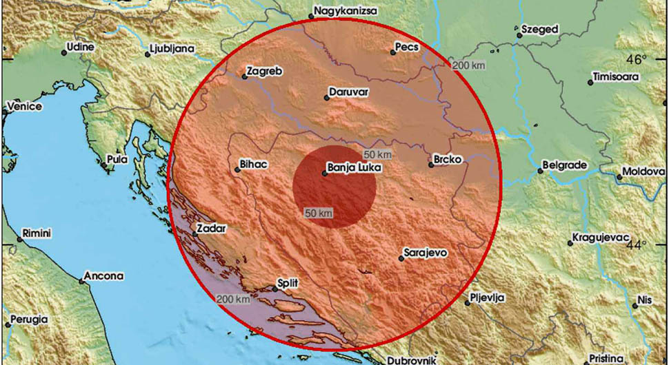 Земљотрес у Бањалуци 2,4 степена по Рихтеру