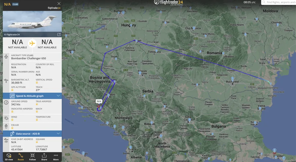 ''Američki špijunski avion leti oko granica Srbije i iznad BiH''