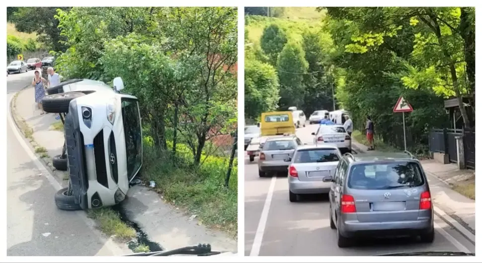 Аутомобил упао у шахт и преврнуо се!