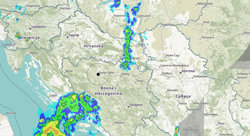 Киша захватила дио БиХ: Погледајте кретање олује на коју су упозорили метеоролози